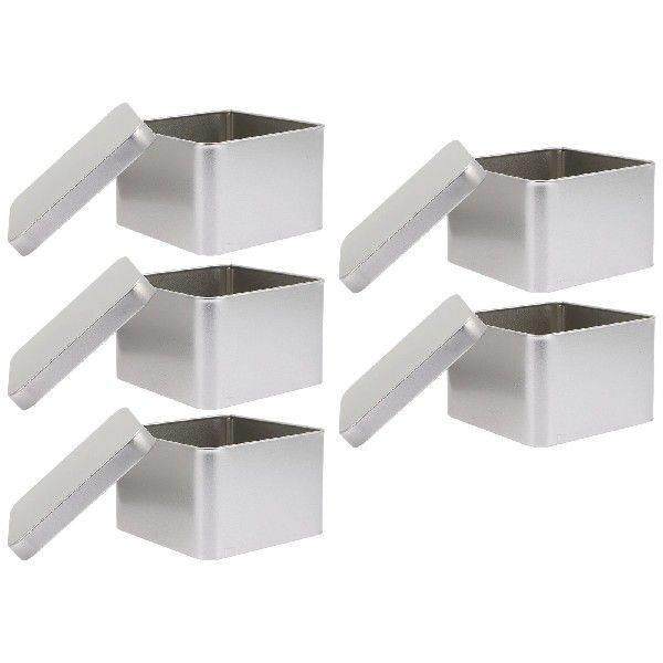 5pcs Square Reusable Containers for Tinplate Storage Home