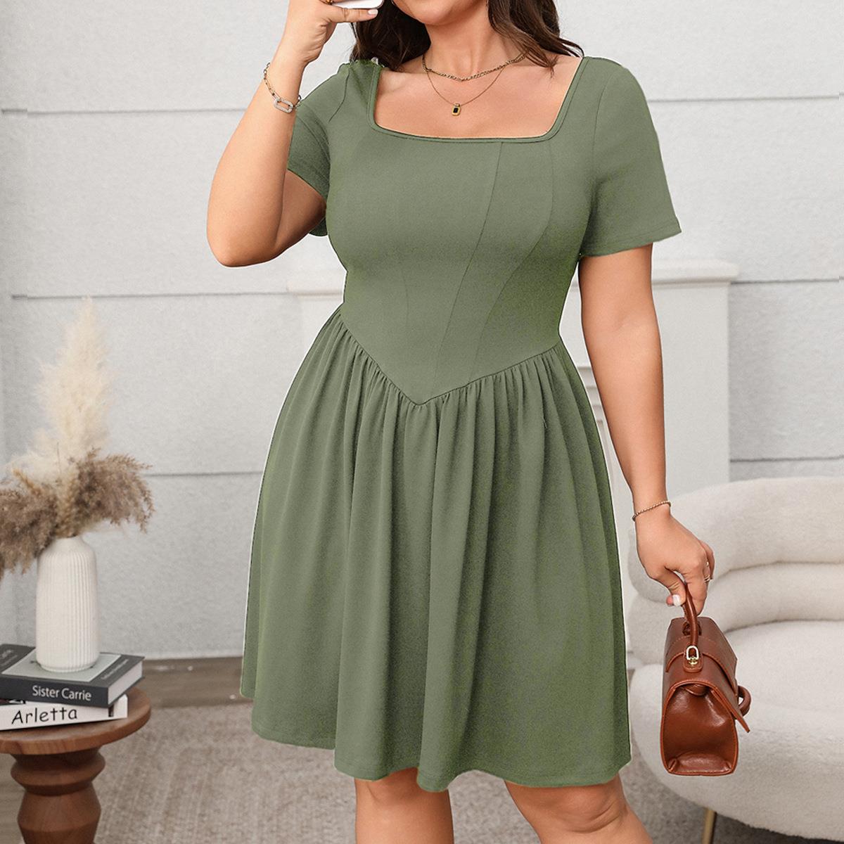 Plus size Summer slimming women dress 夏季大码显瘦连衣裙女装