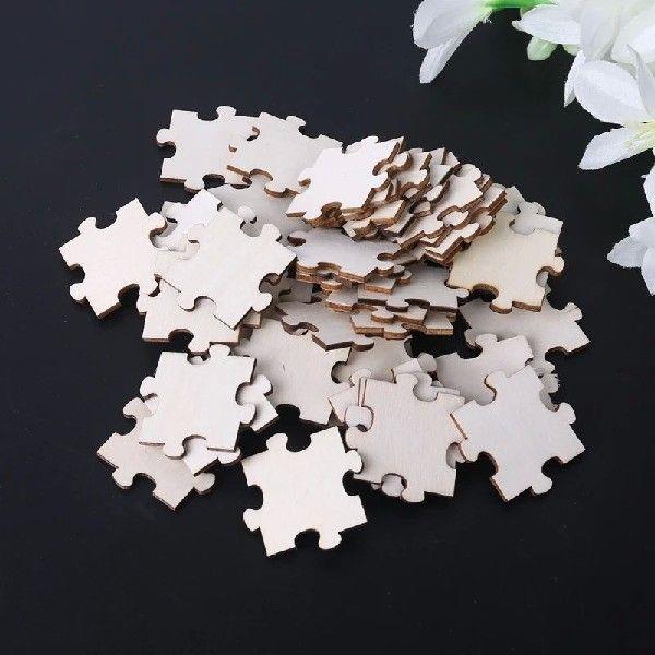 100Pcs/Set Unfinished Wooden Jigsaw Freeform Blank Puzzles