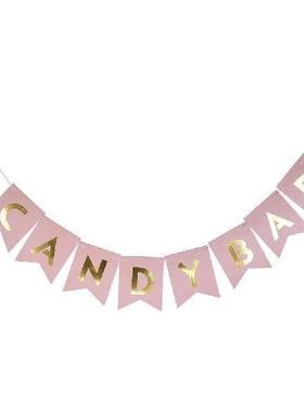 Candy Bar Fishtail String Flag Pink Golden Banner Wedding