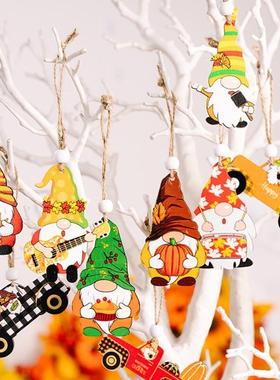 9 PCS Wooden Faceless Doll Gnome Pendant Hanging Ornament