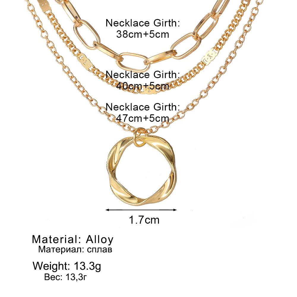 Gold Color Multi Layered Chains Necklace for Women Girls Cir