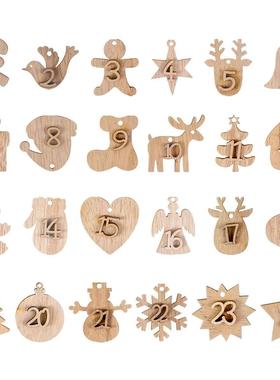 1-24 Numbers Christmas Advent Calendar Countdown Wooden Pend