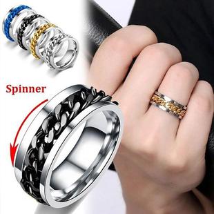 For Men Steel Fidget Stainless Ring Titanium Anxiety Punk
