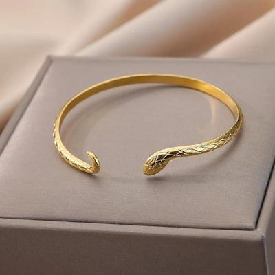 Vintage Snake Bangle Bracelet For Women Stainless Steel Snak