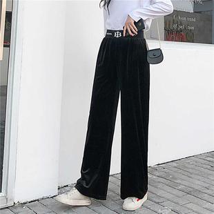 pants Golden leg wide women velvet