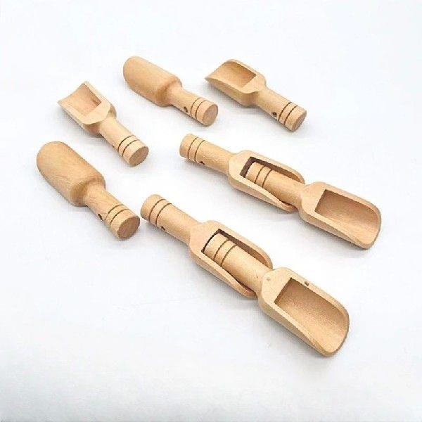 3Pcs Wooden Small Little Mini Scoop Salt Sugar Coffee Spoon