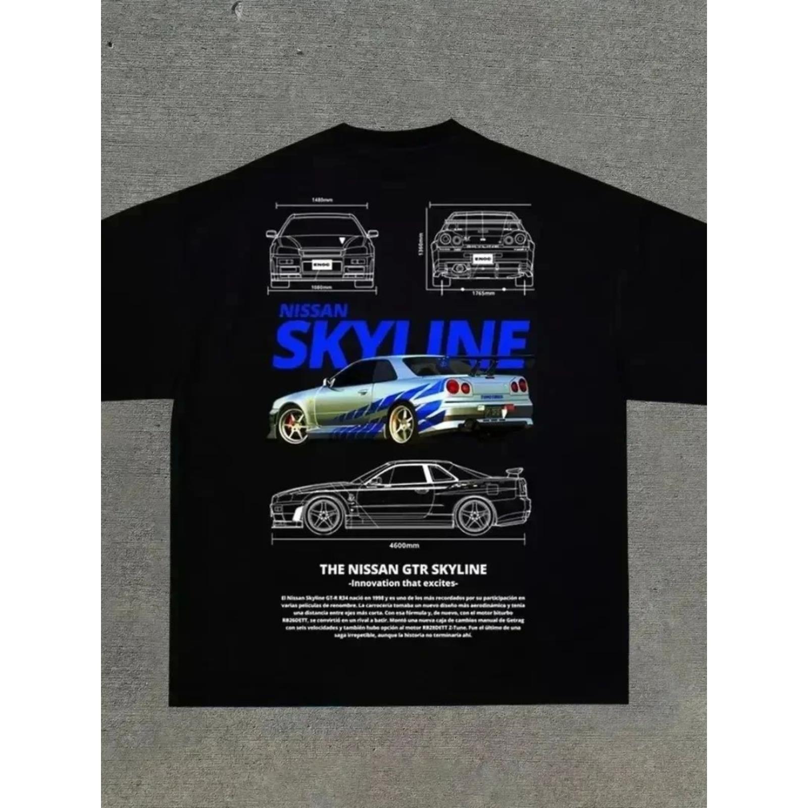 3D car letter printed round neck T-shirt 3D汽车印花圆领T恤男