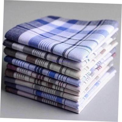 Cotton Mens Handkerchief Square Decorative Suits Grid Hanky