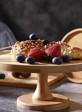 Bamboo Cake Stand Tabletop Dessert Display Plate Decorative