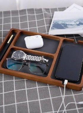Wooden Desktop Storage Organizer Box With Compartments Home