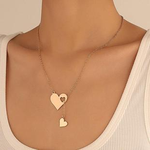 Heart Collar Chain Female shaped Peach Neck Hollow