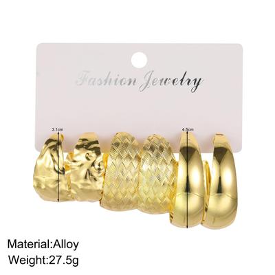 gold personalized C-shaped earring set 3-piece set