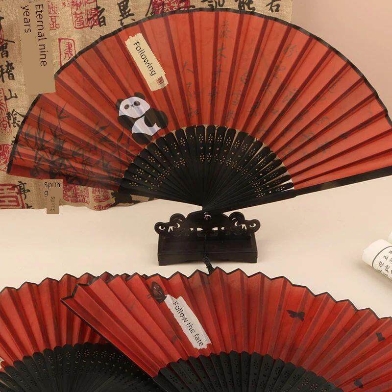 Bamboo Chinese Folding Fan Red Folding Fans Women Dance Fan