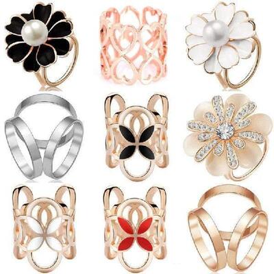 Hot Sale 1pcs Rhinestone Women Scarf Ring Clip Buckle Scarf