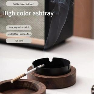 With Ashtrays Lid Covered Ashtray Walnut Windproof Wood