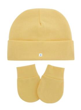 Unisex Baby Infants Anti Scratching Cotton Gloves+Hat Set