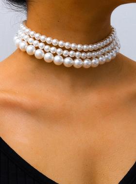 Jewelry multi-layer necklaces pearl necklaces多层珍珠项链
