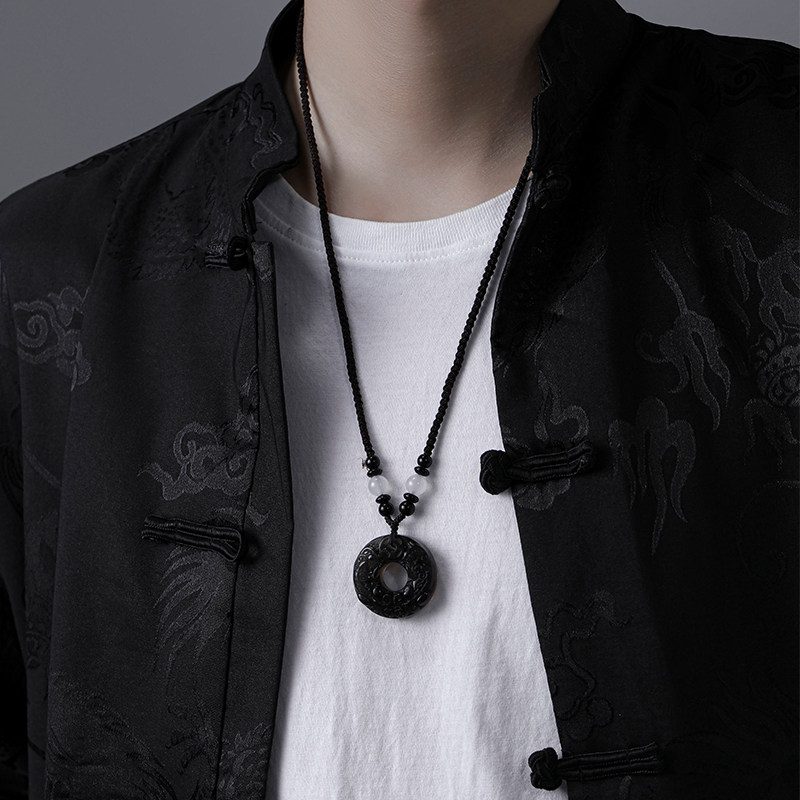 冰曜石貔貅平安扣项链男招财转运送男友吊坠个性民族风情侣挂坠潮