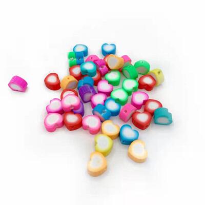 100pcs 10mm Heart Shape Beads Polymer Clay Beads Spacer