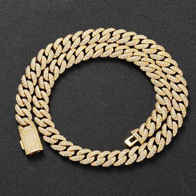 Necklace 10mm Double Row Zircon Cuban Chain Men