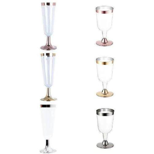 Gold Champagne Flutes Disposable Plastic Champagne Glasses