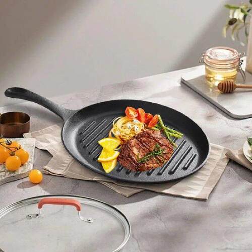 Cast Iron Frying Pan with Handle Grill Plate No Chemical