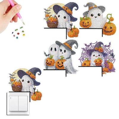 4Pcs Acrylic Festival Theme Cartoon Diamond Art Wall
