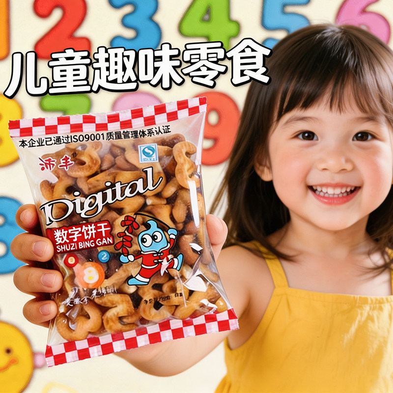 数字字母饼干幼儿园卡通益智启蒙拼音小袋装怀旧老式休闲儿童零食