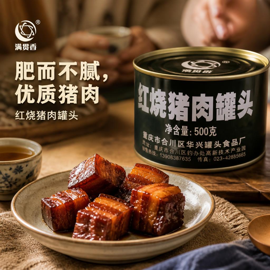 红烧猪肉罐头午餐肉加热即食应急