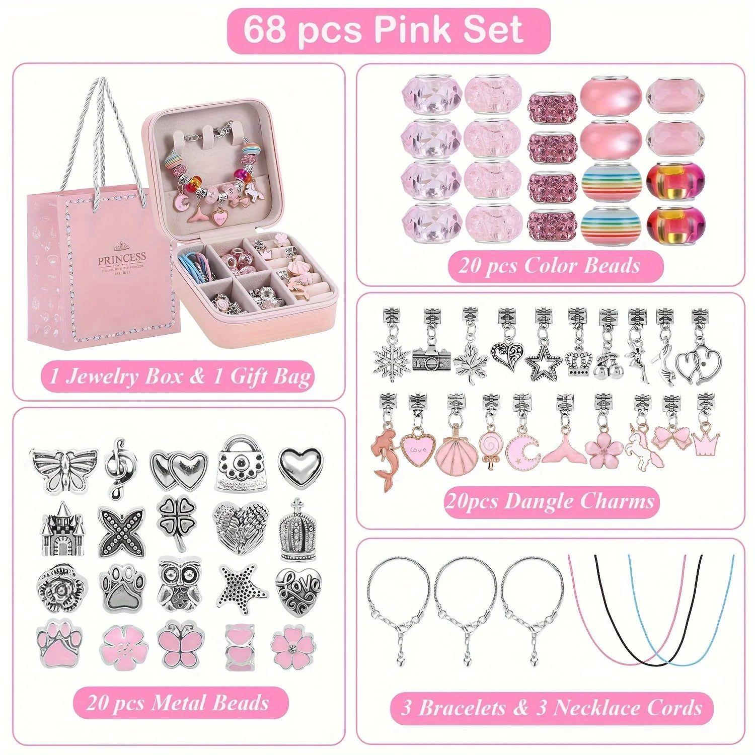 68Pcs Beads Charms Bracelet Making Kit, DIY Beaded Bracelet
