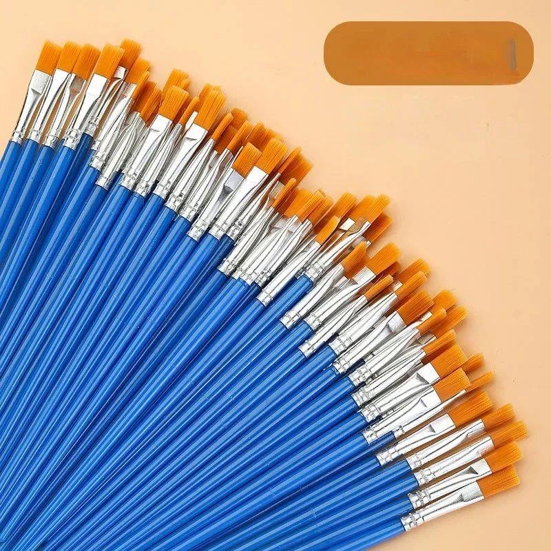 10/20/50Pcs Painting Brushes Set Art Round Flat Hair Nylon H