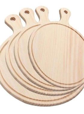 Round Wooden Board Kitchen Pizza Bread Plate Serving Tray