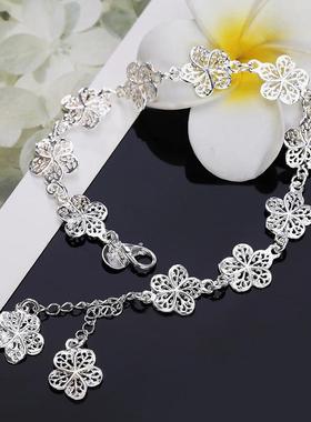 Hot sale silver color bracelet beautiful flowers for women c