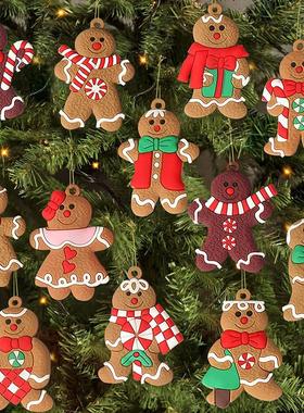 6/12Pcs Gingerbread Man Ornaments Christmas Decorations Tree