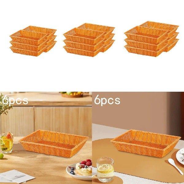 6Pcs Imitation Rattan Bread Baskets Food Baskets for Bread