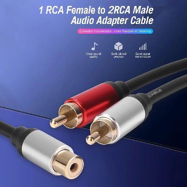 Y Adapter RCA 1 Female to 2 Male Splitter Cable Audio Cable