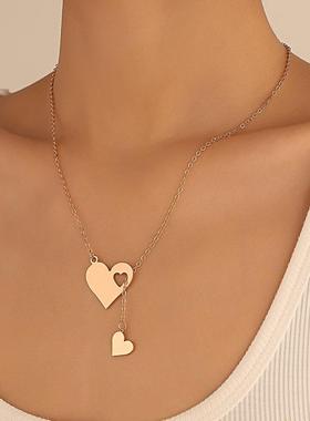 Female Hollow Peach Heart Collar Chain Y-shaped Neck Chain