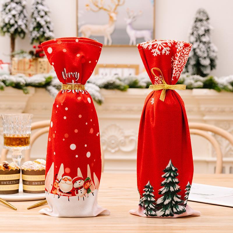 Christmas Wine Bottle CoverFestive Beverage BagParty Decor