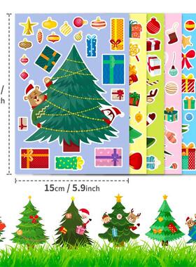 6-24sheets Christmas Party Games Stickers for Kids DIY Make