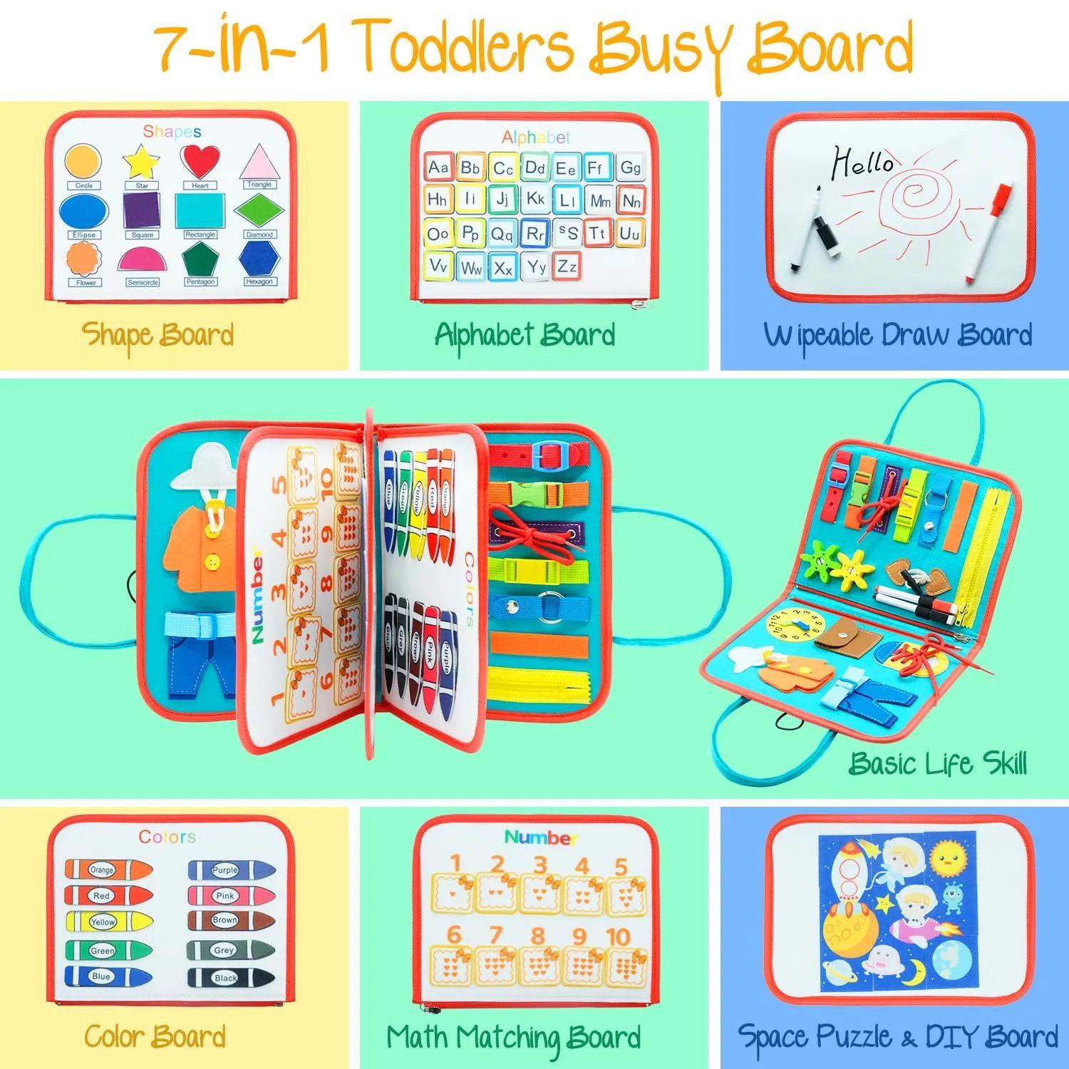 Toddler Montessori Busy Board for Ages 1-3 Busy Sensory Educ