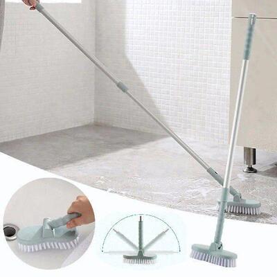2 In 1 Stiff Floor Scrub Brush Adjustable Aluminum Handle
