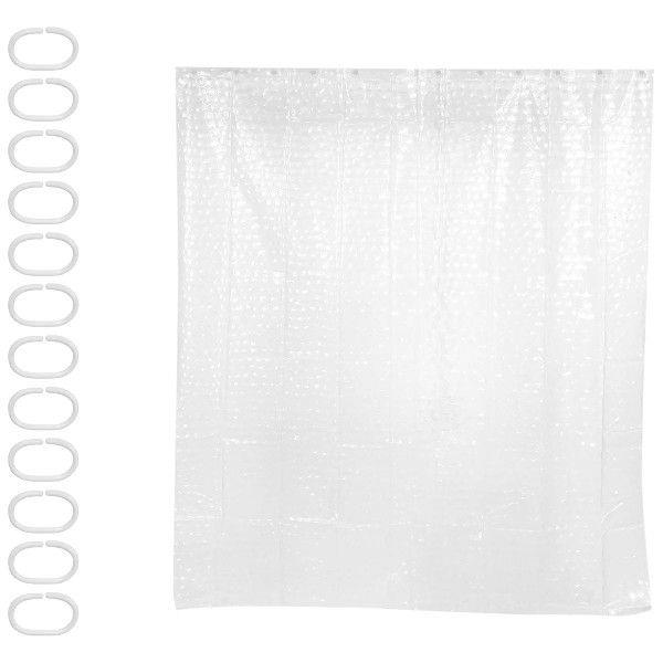 Clear EVA Shower Curtain Liner Waterproof Transparent 3D