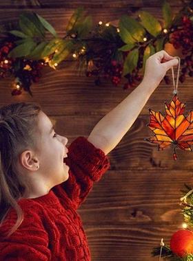 Maple Leaf Stained Glass Window Hanging Pendant