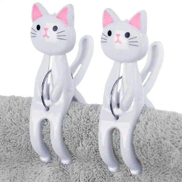 Beach Towel Clips Cat Shape Clothespins Towel Pins 2pcs Non