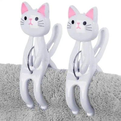 Beach Towel Clips Cat Shape Clothespins Towel Pins 2pcs Non
