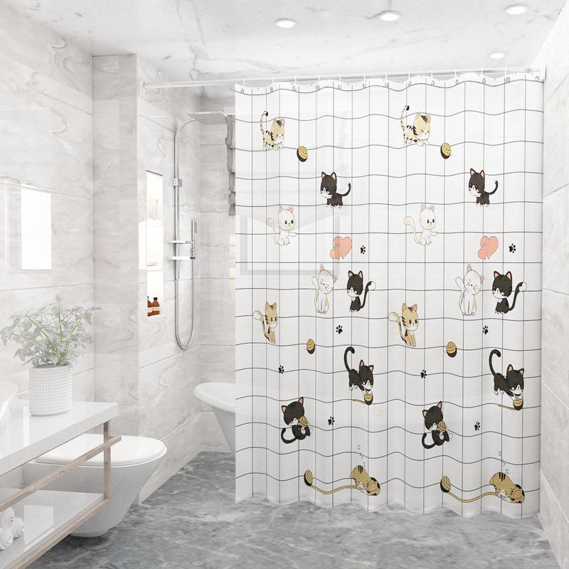 Bathroom shower curtain door partition waterproof cloth