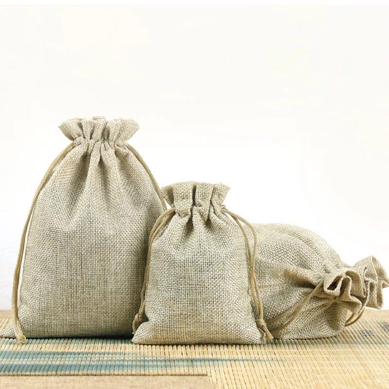 50个婚礼小黄麻袋与纸标签圣诞新