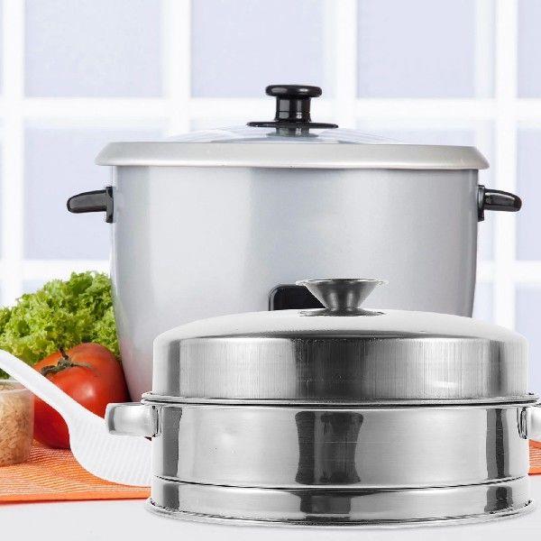 Binaural Steel Bottom Steaming Rack Basket for Vegetables