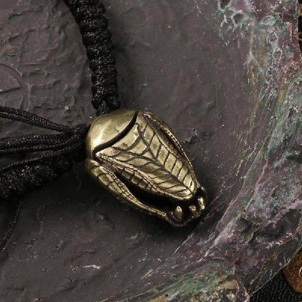 Vintage Handmade Copper Snake Head Keychains Pendant Retro